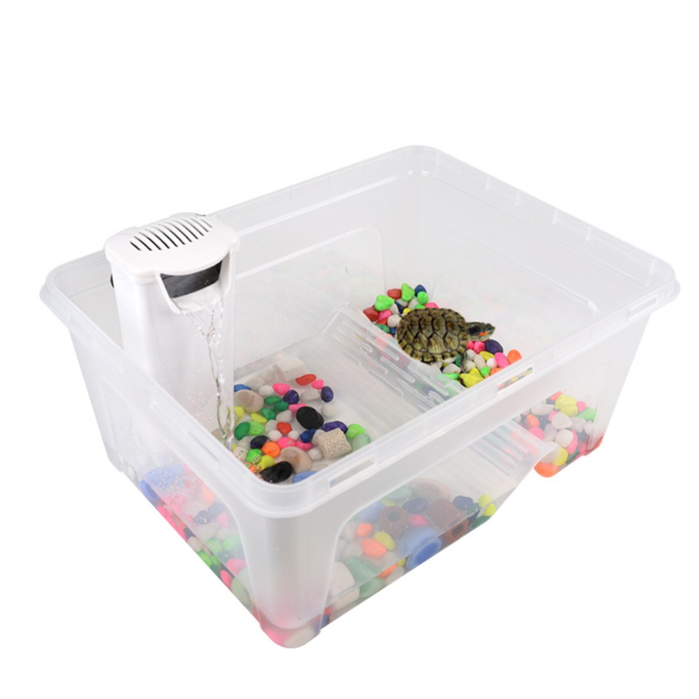 Tortoise Feeding Box with Climbing Platform Mini Reptile Aquarium House S