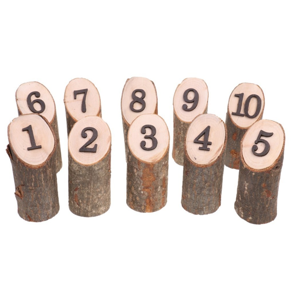 Log-shape Wooden Number 1-10 Table Cards Reception Seat Card for Wedding Party Decoration 10Pcs/Set - Image 3