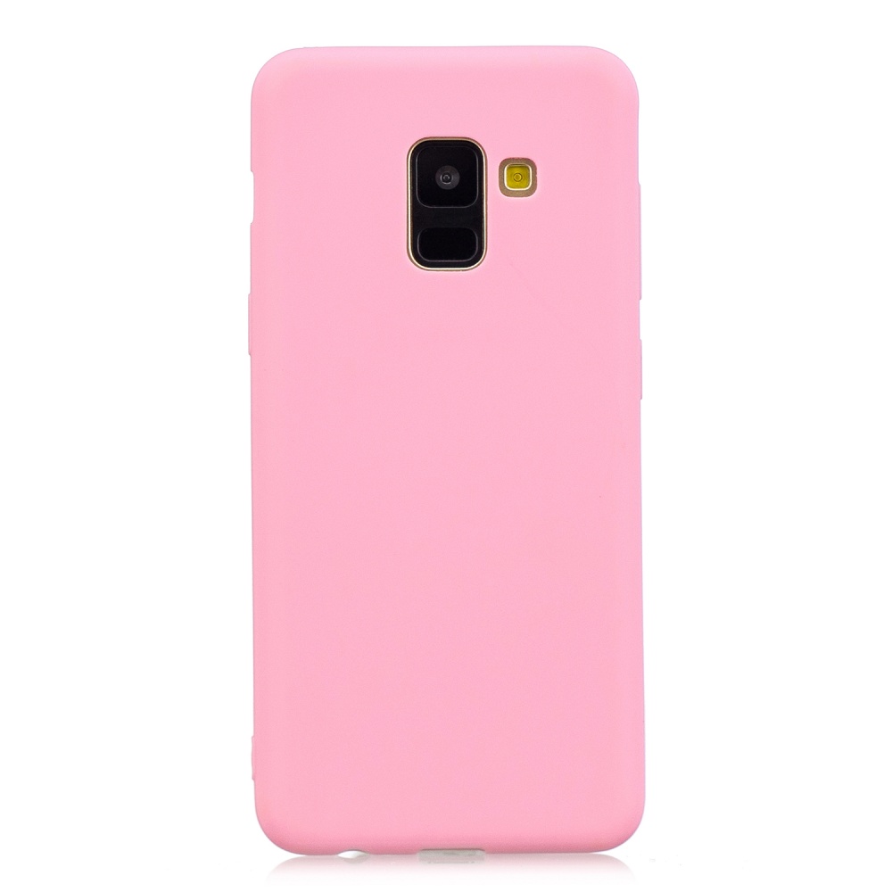 for Samsung A8 2018 Lovely Candy Color Matte TPU Anti-scratch Non-slip Protective Cover Back Case dark pink - Image 2