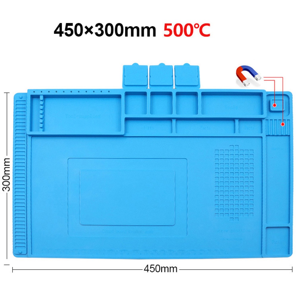 Heat Insulation Silicone Working Mat Heat-resistant Soldering Station Repair Insulator Pad Maintenance Platform Magnetic cushion blue