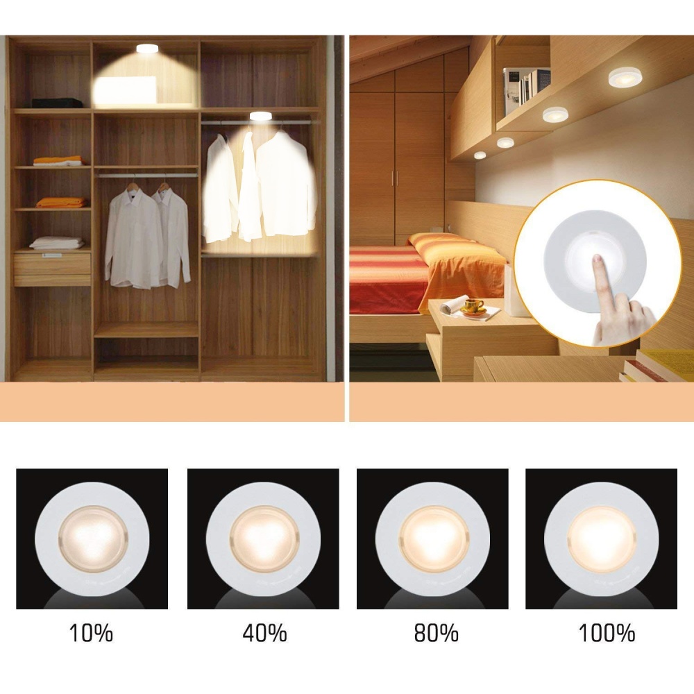 6Pcs LED Lights Stylish Closet with Remote Control Pat Light Night for Lighting White light - Image 2