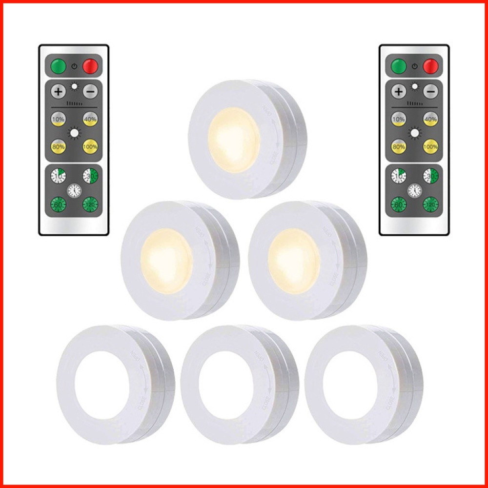 6Pcs LED Lights Stylish Closet with Remote Control Pat Light Night for Lighting White light - Image 3