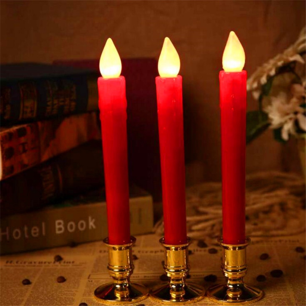 2Pcs/set LED Simulation Candle Christmas Electronic Light Candlestick Wedding Party Decoration red candle light - Image 2