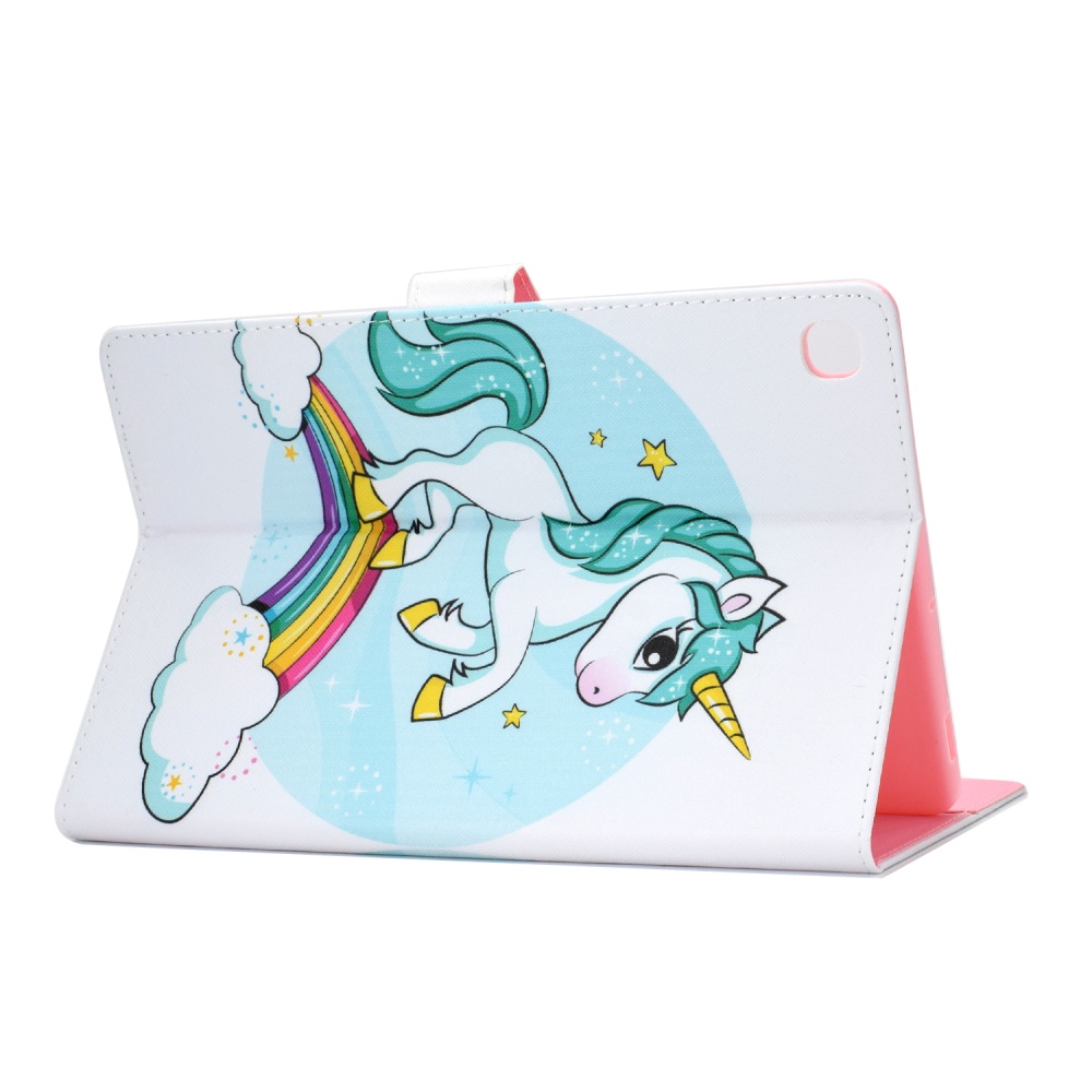 For Samsung T720/T725 Laptop Protective Cover Cartoon Color Painted Smart Stay PU with Front Snap single horned horse - Image 2