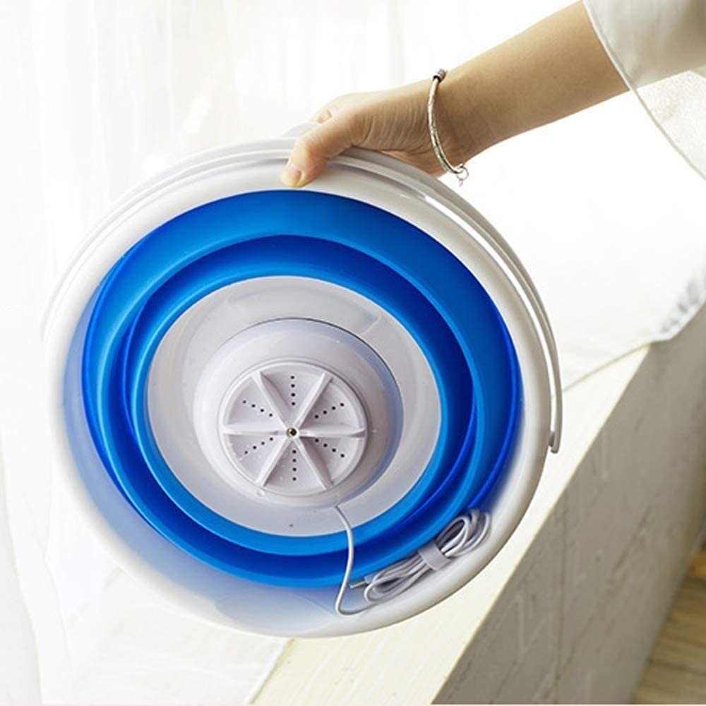 Folding Wash Machine Portable Mini Travel USB Washing Bucket for Underwear US Regulation white - Image 2