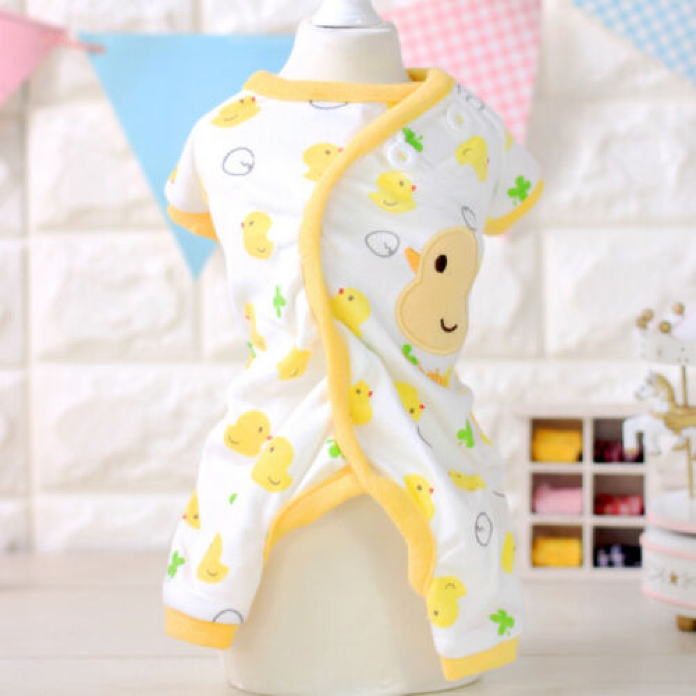 Cute Printing Cotton Pet Dog Four Feets Coat Pajamas red_S - Image 3