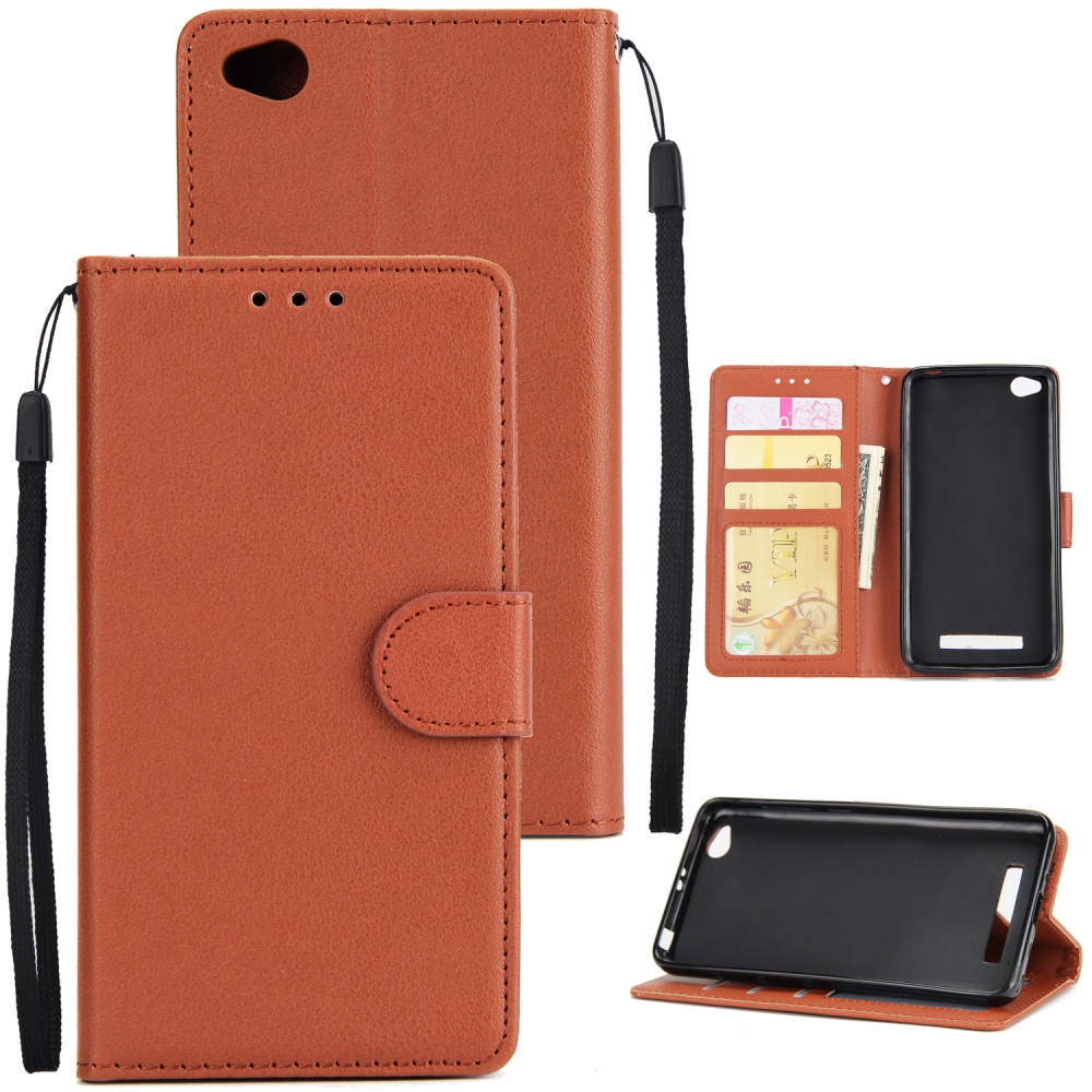 Ultra Slim Shockproof Full Protective Case with Card Wallet Slot for Xiaomi Redmi 5A brown - Image 2