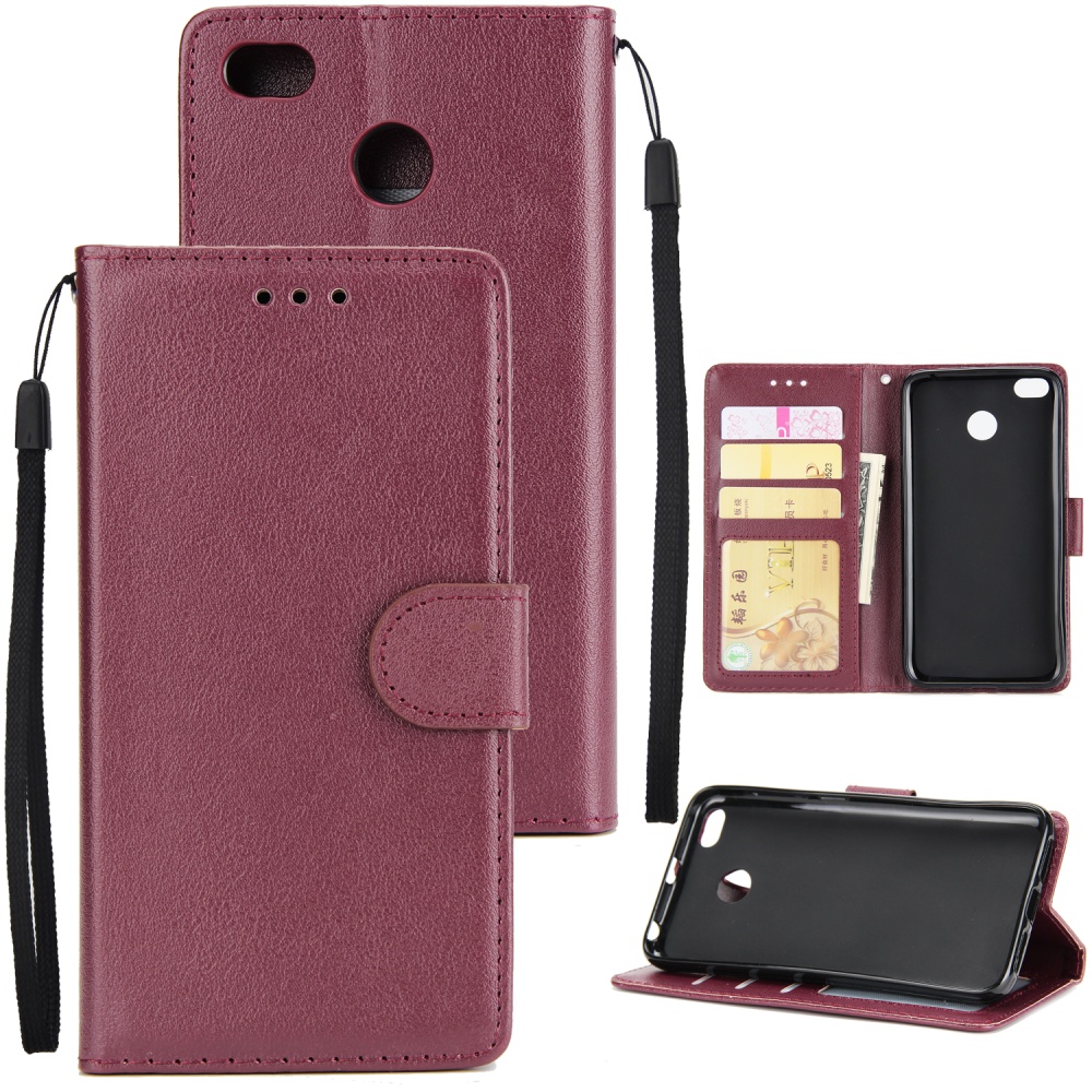 Ultra Slim Shockproof Full Protective Case with Card Wallet Slot for Xiaomi Redmi 4X Red wine - Image 2