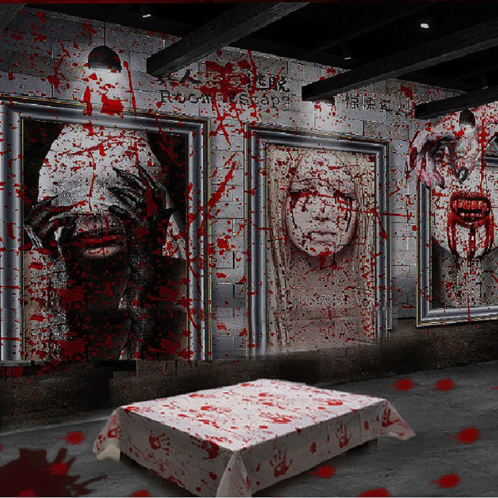 Horror Blood Hand Print Table Cover for Halloween Party Decoration Props Pvc material