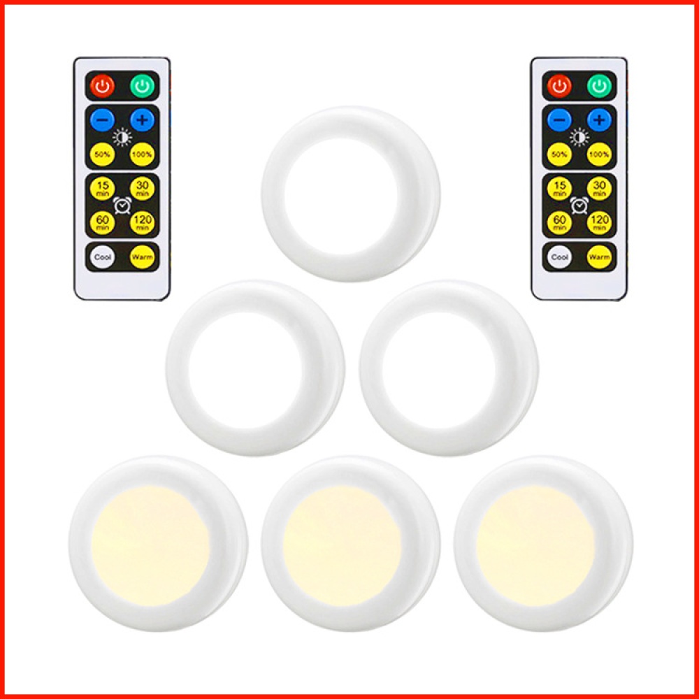 6Pcs LED 2 Colors Remote Control Cabinet Lamp Decoration Light for Home Hotel white light + warm - Image 2