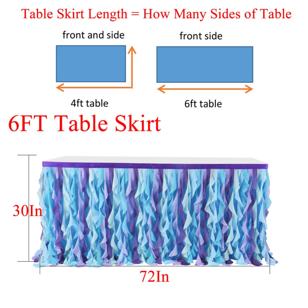 Curly Mermaid Color Tulle Table Skirt for Wedding Party Decoration 6FT - Image 2