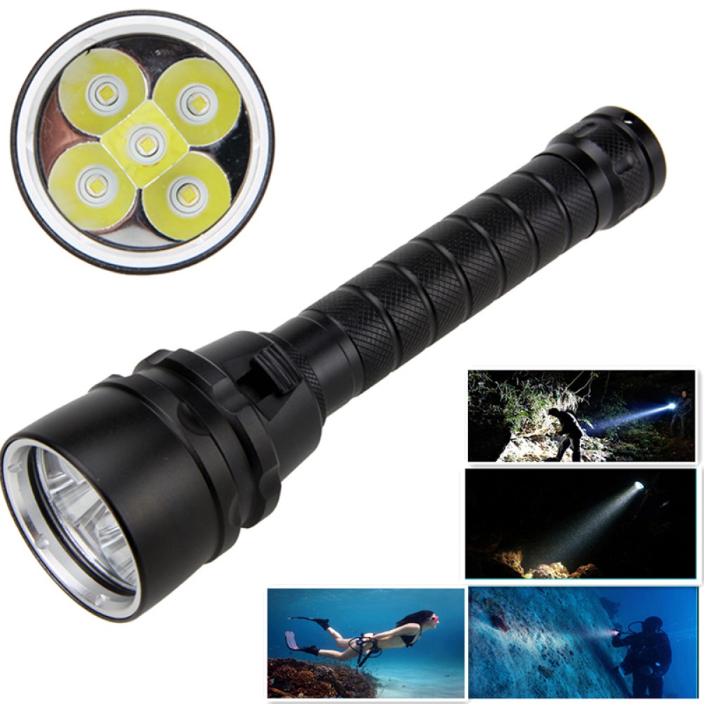 15000LM XML-T6 LED Strong Light Diving Flashlight Torch Underwater Waterproof Tactical Lantern lamp black