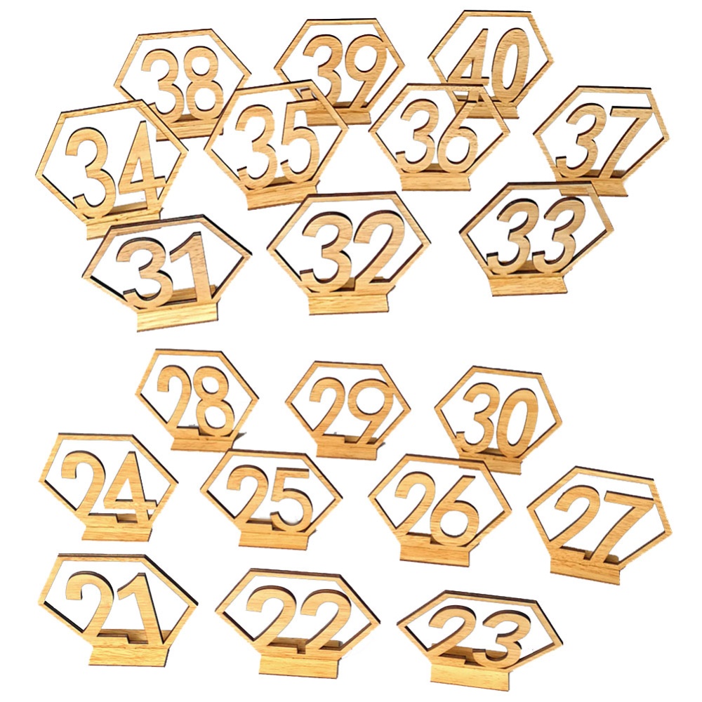 Number 21-40 Elegant Wooden Hollow-out Hexagon Table Cards Reception Seat Card for Party Event Organizing Decorating 20PCS/Set - Image 3