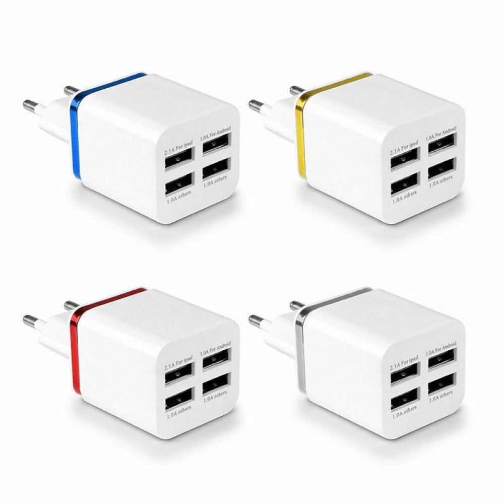 5.1A USB Power Adapter Wall Charger 4 Ports Travel Cube Block red_US plug - Image 2