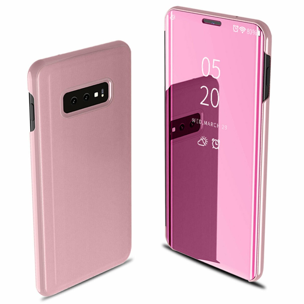 For Samsung Galaxy S10/S10 Plus/S10E Smart Leather Flip Mirror 360 Phone Case Cover Rose gold - Image 2