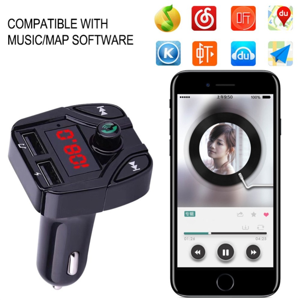 3.1A Vehicle MP3 Receiver Plug-in Card Multifunction FM Transmitter black - Image 2