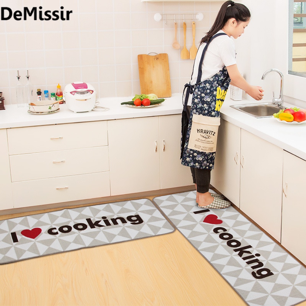 Floor Mat Simple Printing Kitchen Carpet House Doormat Anti-Slip Absorbent Rug for Living Room Plate fork brown bottom_50X80cm - Image 2