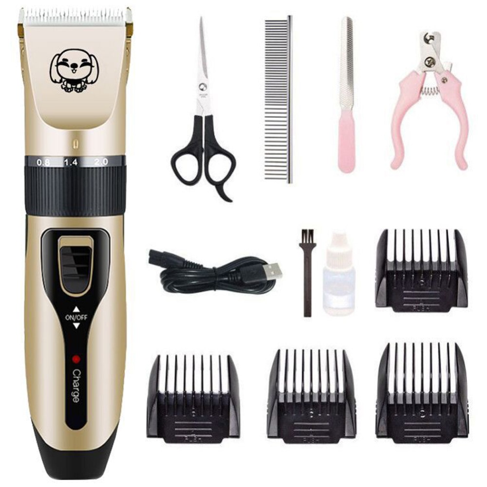 Rechargeable Hair Clippers Pet Dog Electric Grooming Tool 4PCS C200 + plastic scissors