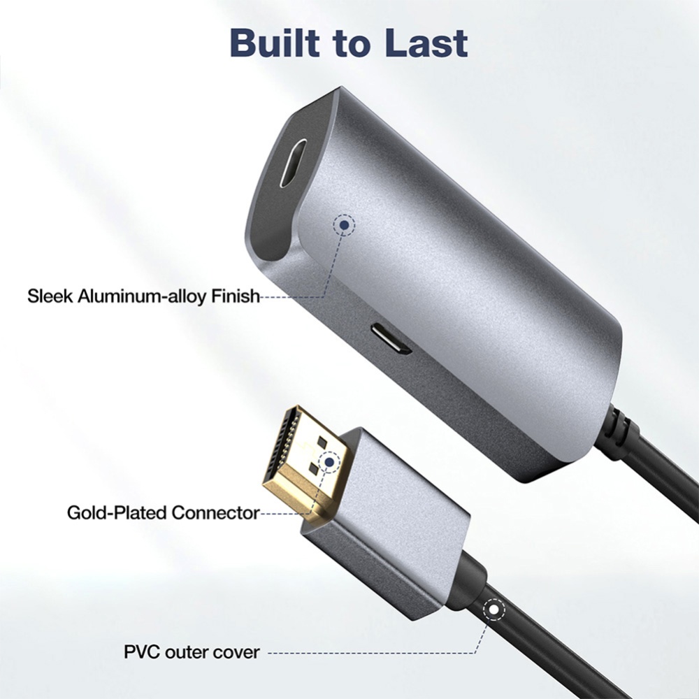 Metal Connector Hdmi-compatible To PD Male Female One-way Video Cable Silver - Image 2