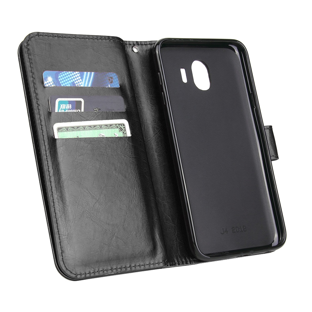 For Samsung J4 2018 European Edition PU Non-slip Shockproof Cell Phone Case with 9 Card Slots Lanyard Bracket - Image 2