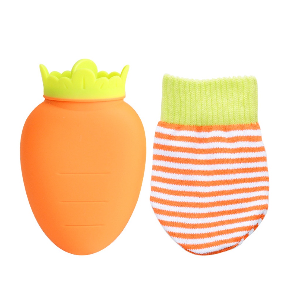 Cartoon Carrot Shape Silicone Hot Water Bag with Cover Cold Storage Microwave Heating Hand Warmer Yellow carrot - Image 2