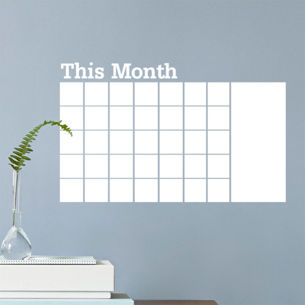 White This Month Calendar Wall Sticker for Office Home Decoration white