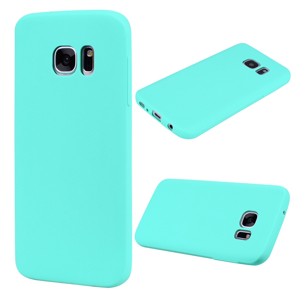 for Samsung S7 Cute Candy Color Matte TPU Anti-scratch Non-slip Protective Cover Back Case Light blue - Image 2