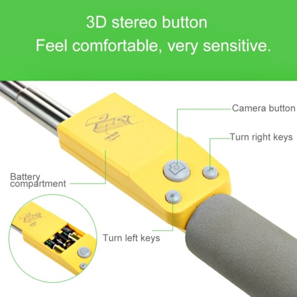 360 Degree Rotating Selfie Stick Mobile Phone Bluetooth Automatic Stainless Steel + ABS yellow - Image 2