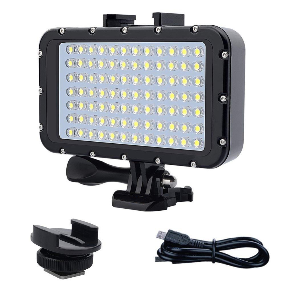 84 LED High Power Dimmable Waterproof Video Light 164ft(50m) Underwater Lights Dive for Gopro Canon Nikon