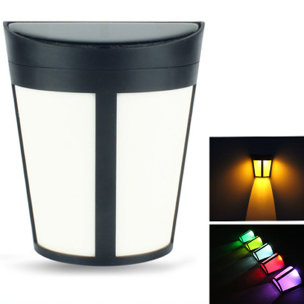 6LEDs Solar-Powered Wall Light Sensor Waterproof Lamps for Yard Garden Warm Light+7Colors light + colorful