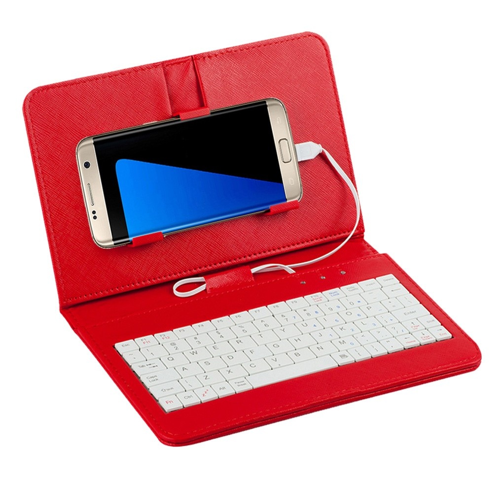 General Wired Keyboard Flip Holster Case for Andriod Mobile Phone 4.8-6.0"" red - Image 2