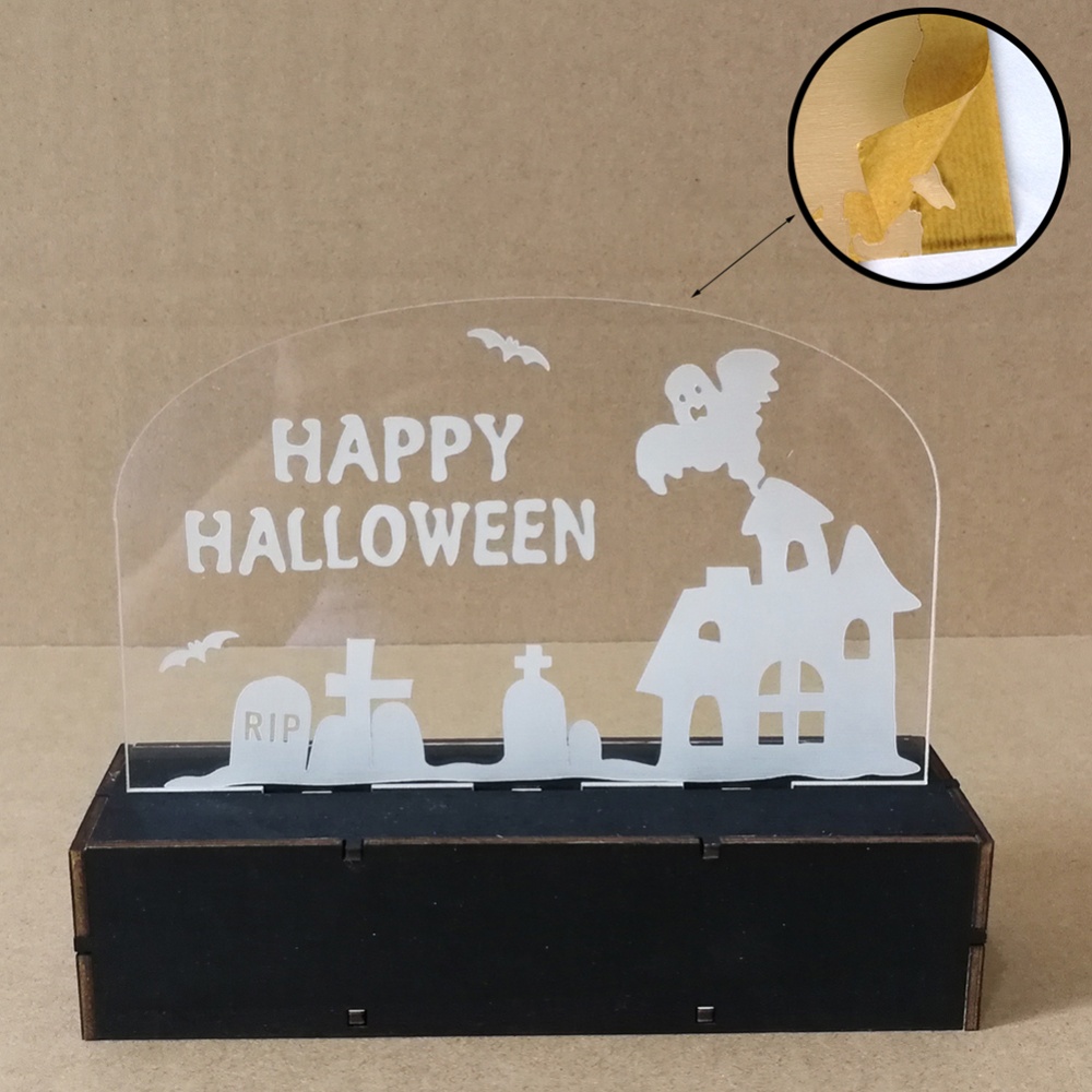 Wooden Halloween Pumpkin/Witch/Haunted House Acrylic LED Light for Home Party Decor JM01508