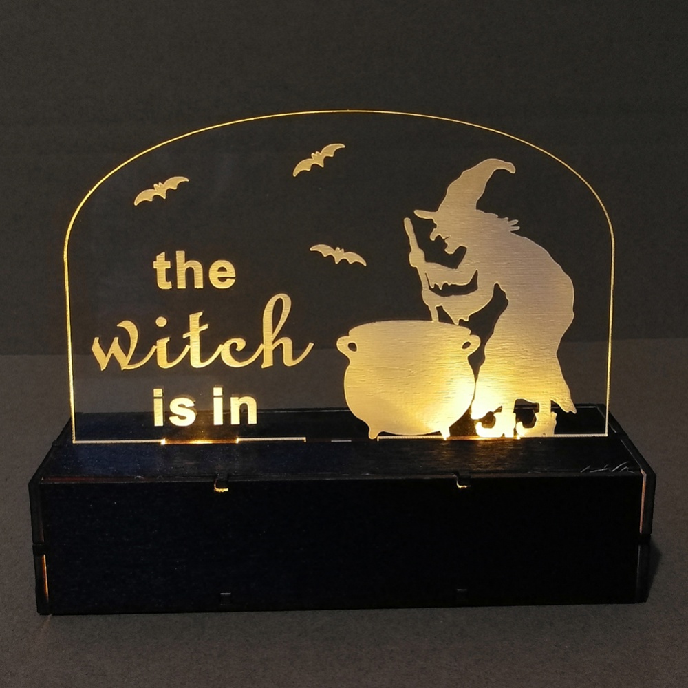 Wooden Halloween Pumpkin/Witch/Haunted House Acrylic LED Light for Home Party Decor JM01507
