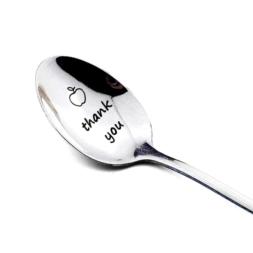 Stainless Steel Spoon Long Handle Soup with Letters Christmas Thanksgiving Day Gifts Tableware 3081-3 - Image 3