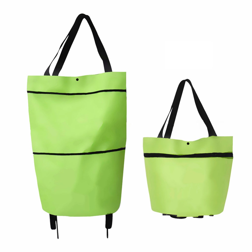 Folding Shopping Bags Trolley Grocery Shopper Lightweight Foldable with wheels green - Image 3