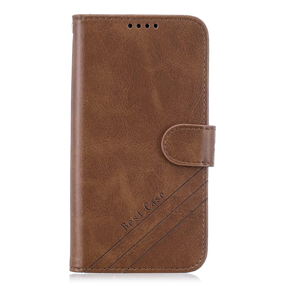 For iPhone 6 plus / 6S 7 8 Denim Pattern Solid Color Flip Wallet PU Leather Protective Phone Case with Buckle & Bracket brown - Image 2