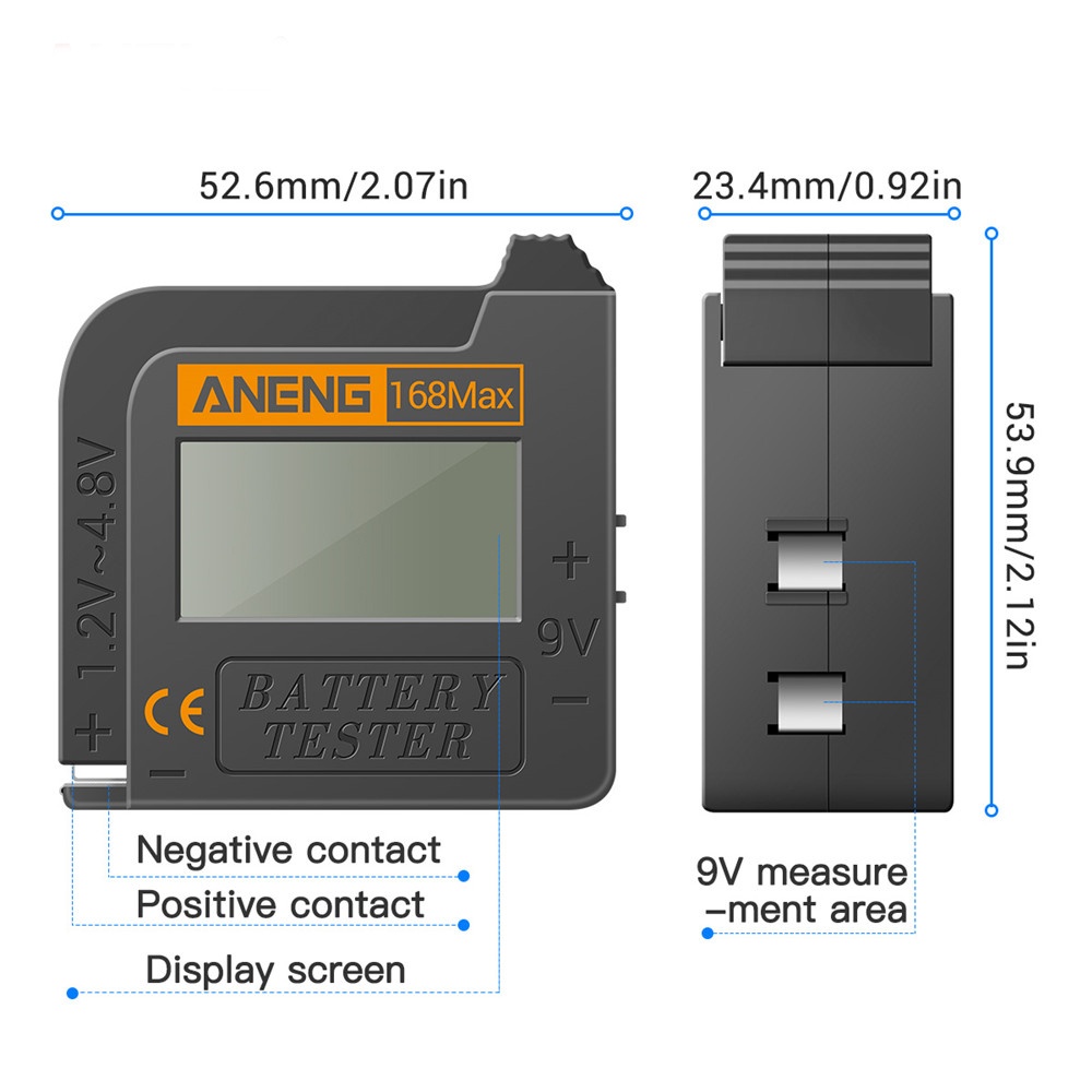 ANENG 168Max Digital Lithium Battery Capacity Tester Universal Test Checkered Load Analyzer Display Check AAA AA Button Cell BGD0071 - Image 3