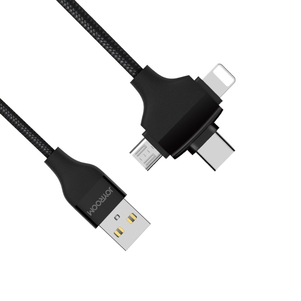 Joyroom L317 2.4A Nylon braided USB Charging Cable 3 in 1 - Black - Image 2