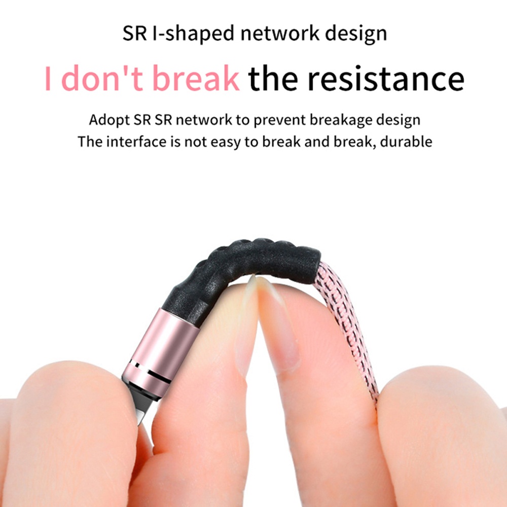 SIMU 1.2 M Data Cable Of One For Three Woven Cylindrical Mobile Phone Charging With Plug Set Pink - Image 2