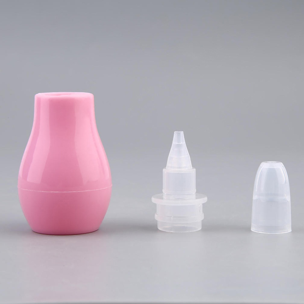 Baby Airpump Type Health Care Manual Silicone Solid Nasal Aspirator Infant Suction Device Pink - Image 3