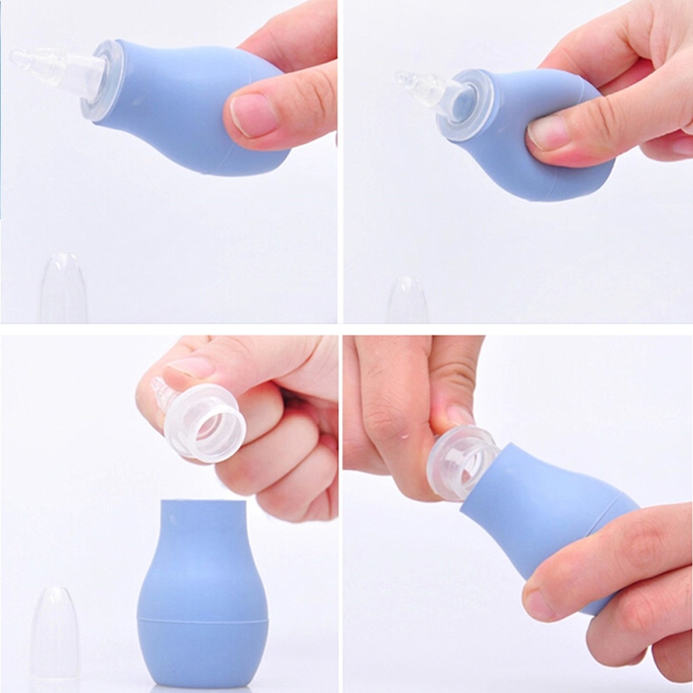 Baby Airpump Type Health Care Manual Silicone Solid Nasal Aspirator Infant Suction Device blue - Image 2