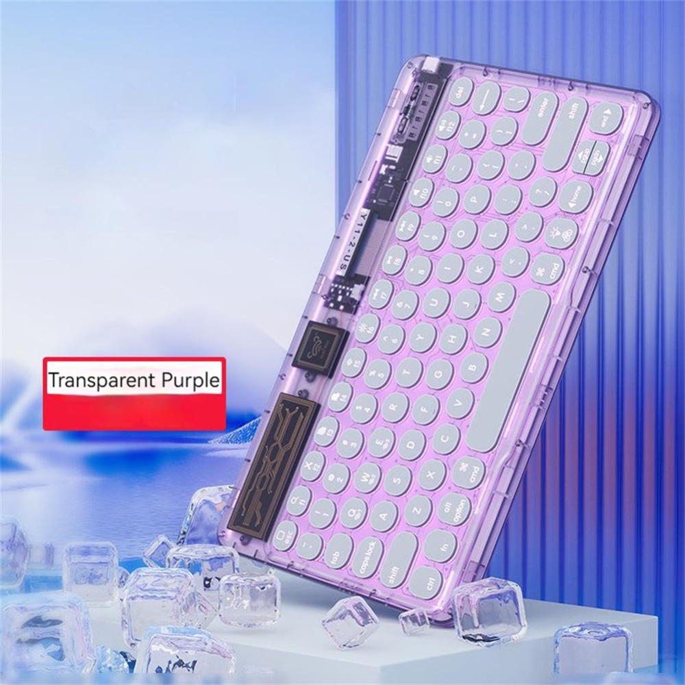 Transparent Wireless Keyboard Bluetooth Mute Lightweight Portable Compatible for Ipad Notebook Tablet Light Purple - Image 2