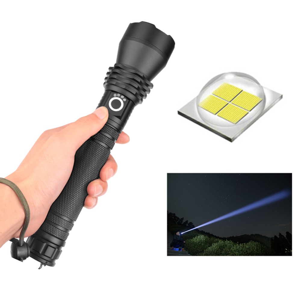 LED XHP50 Highlight Flashlight Zoomable Aluminum Alloy Torch with Power Display Positive white light