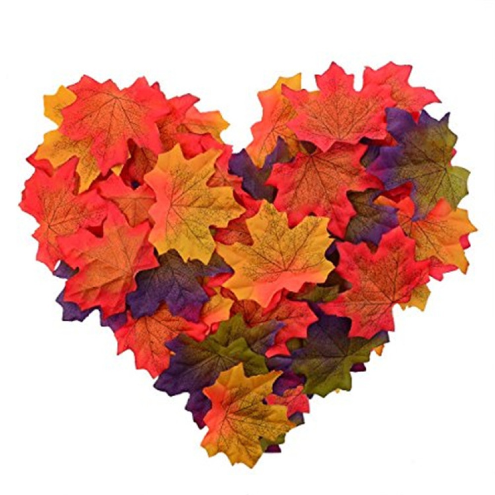 50Pcs/Pack Delicate Fall Artificial 8cm Maple Leaves for Weddings Events Decorating bright orange - Image 2