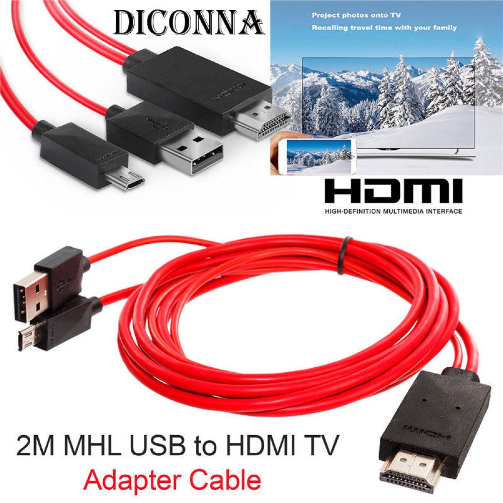 Micro USB to HDMI 1080P HD TV Cable Adapter - for Android Samsung Phones 11PIN, Red - Image 2