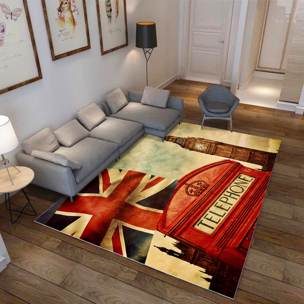 Modern National Flat Printing Carpet Mat for Living room Bedroom Bedside Vintage rice word flag_80*120cm - Image 3