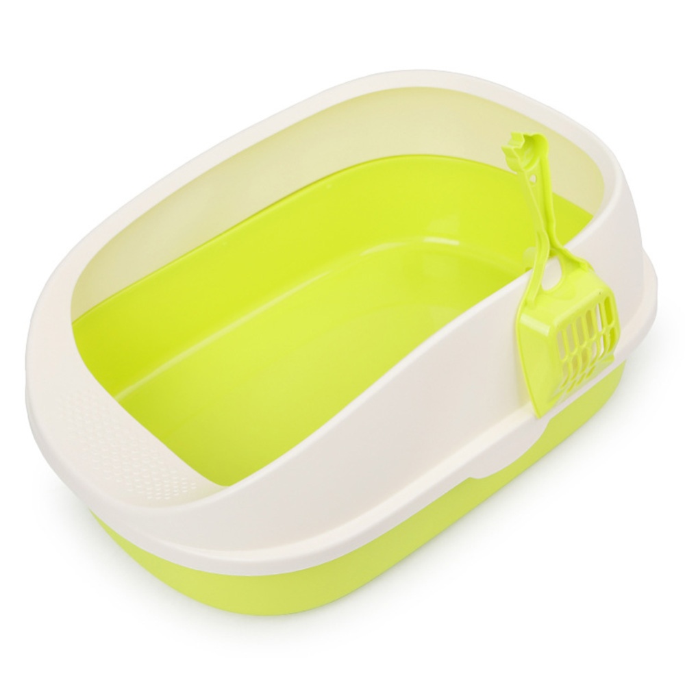 Large Cat Litter Box Plastic Toilet with Shovel Pets Indoor Sandbox green_56*38*22cm