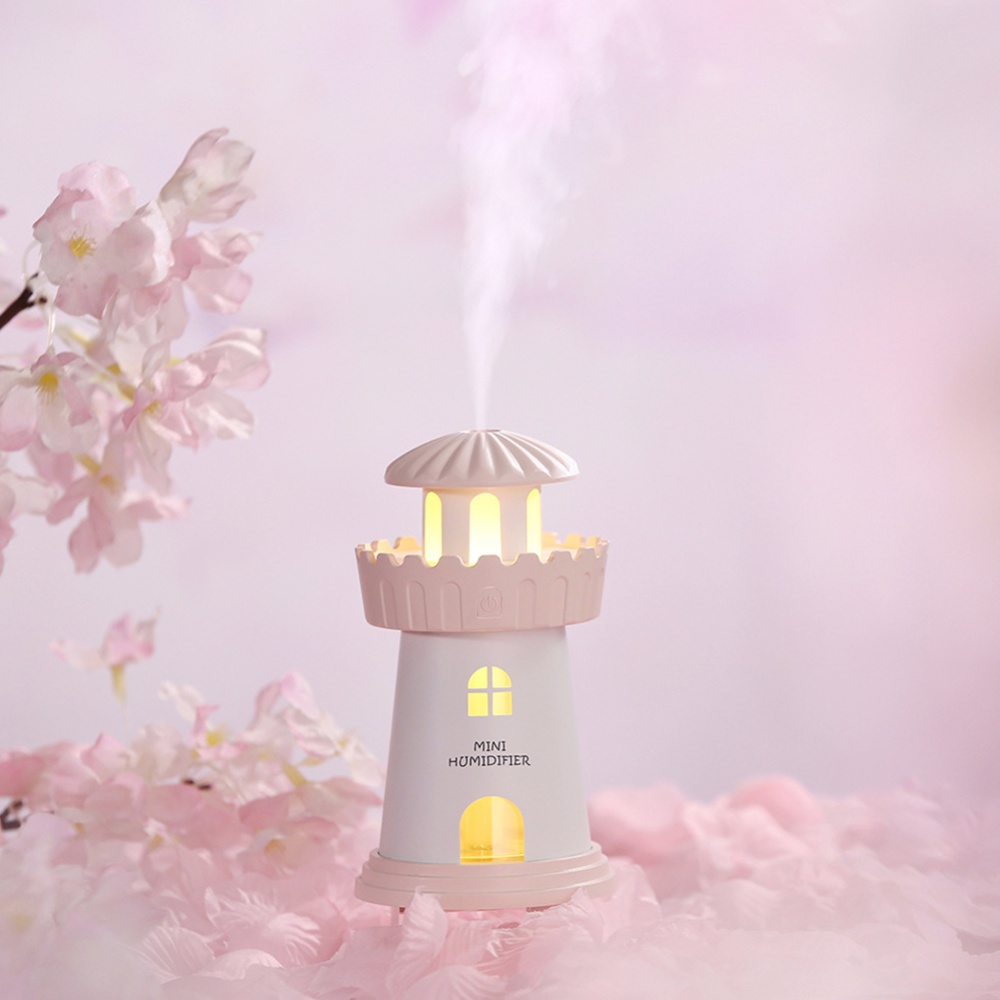 Mini Mute USB Charging Lighthouse Shape Air Humidifier with Night Light - Image 2