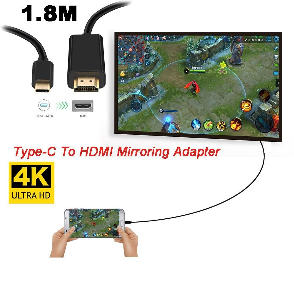 USB-C Type C USB 3.1 to HDMI 4k 2k HDTV Cable for Galaxy S8 S8+ Plus Cell Phone Adapter black - Image 2