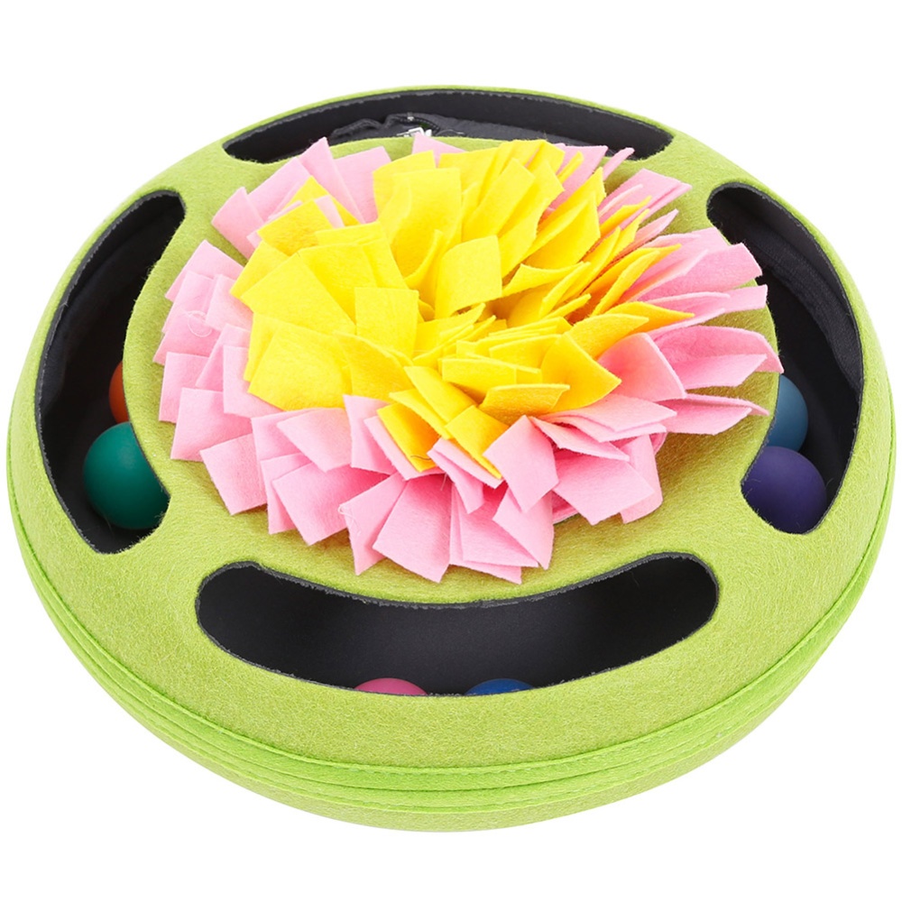 Pet Turntable Ball Track Interactive Toy Slow Feeding Training Snuffling for Cats green_30*30*12CM